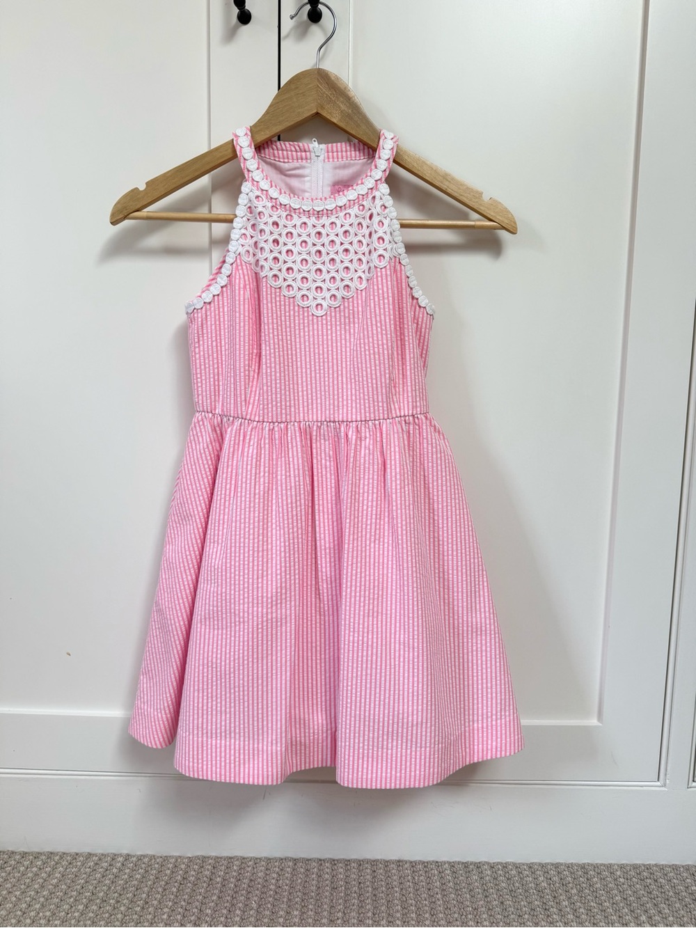 Lilly Pulitzer Girls Pink & White Striped Dress Size 10 Like New